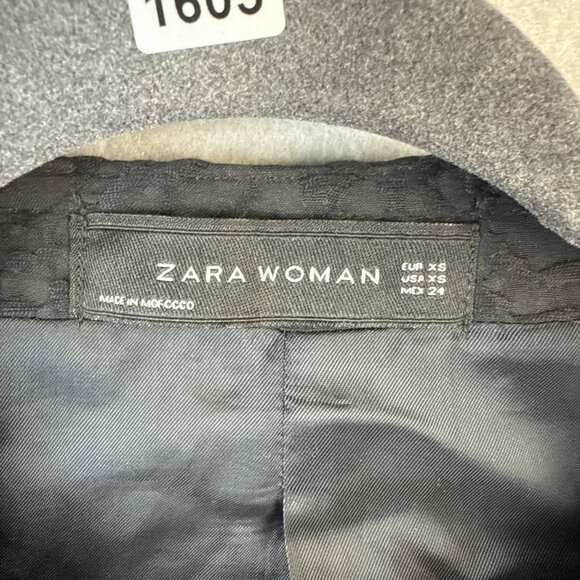 Zara Black Scroll Jacquard Embroidered Pleated Prep Jacket Blazer Womens Size XS - Picture 3 of 13